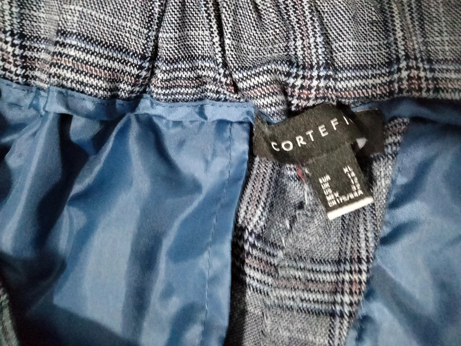 Pantalón a cuadros azul grisáceo Cortefiel talla XL – Cortefiel – taille XL / 42 / 14 4