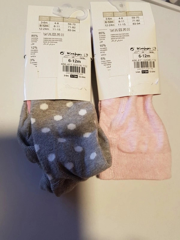 2 paires de collants, gris avec lapin et rose a petits coeurs, taille 6/12 mois (amsl.2) – COTTON JUICE – taille 6-9 mois / 68 cm 3