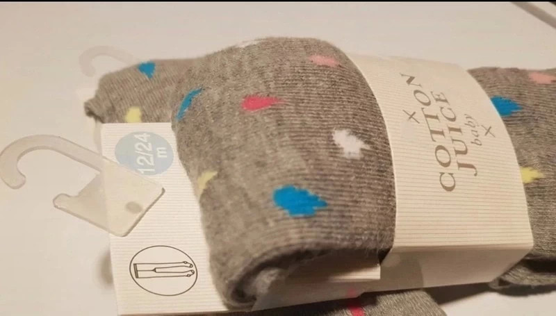 Une paire de collants gris décor nuage et gouttes de pluie 12-24 mois (amsl)