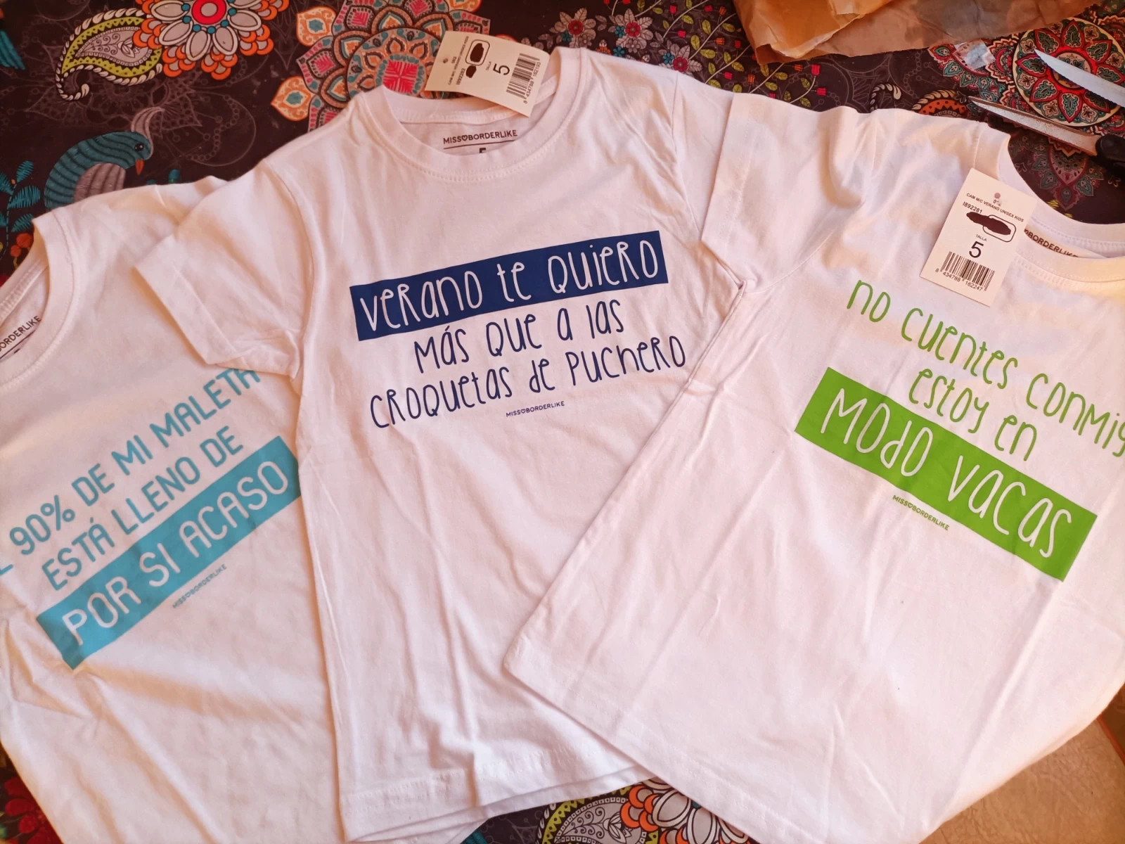 Lote de 3 camisetas con mensaje talla 5años (amsl°c) – Missborderlike – taille 5 ans / 110 cm
