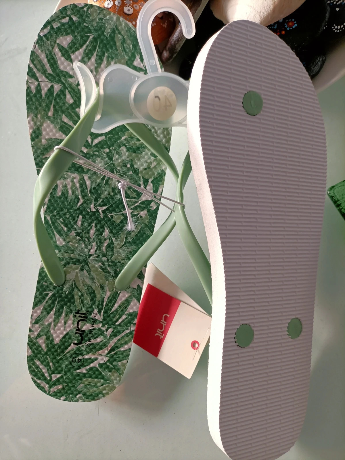 Tong feuilles taille 40 couleur vert et blanc (amsl) – Unit – taille 40 4