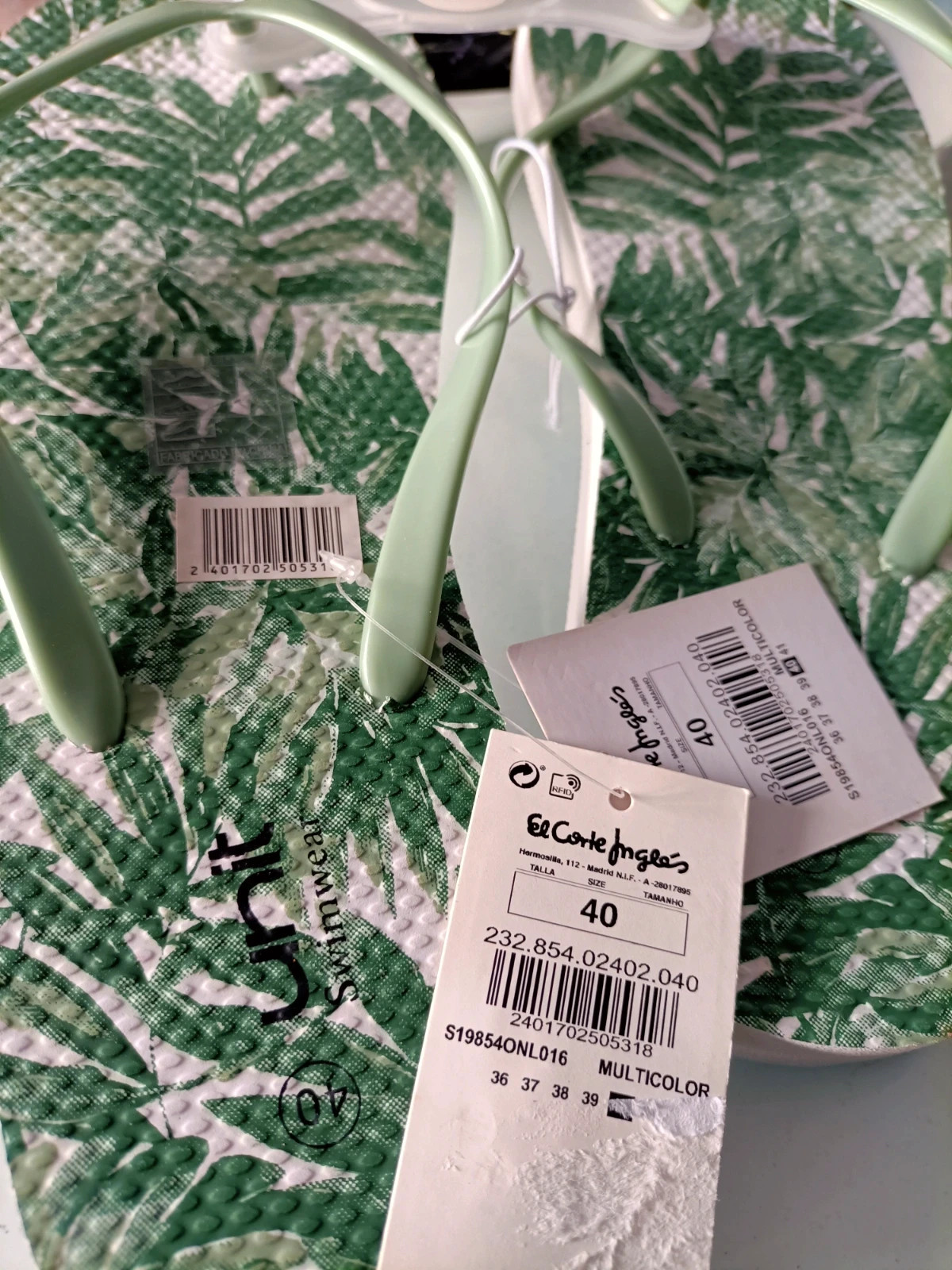 Tong feuilles taille 40 couleur vert et blanc (amsl) – Unit – taille 40 2