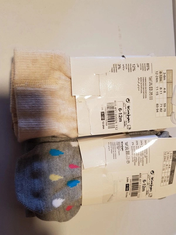 2 paires collants, ourson marron clair/beige et un gris nuage gouttes pluie, t. 6/12 mois (amsl.2) – COTTON JUICE – taille 9-12 mois / 74 cm 3