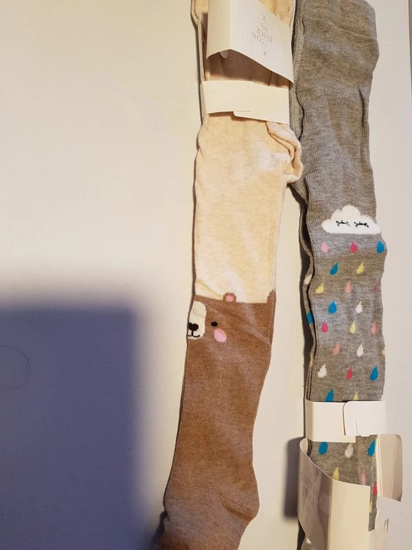 2 paires collants, ourson marron clair/beige et un gris nuage gouttes pluie, t. 6/12 mois (amsl.2) – COTTON JUICE – taille 9-12 mois / 74 cm 5