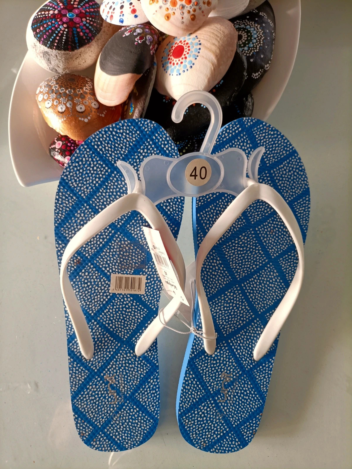Tong bleu et blanches taille 40 (amsl)