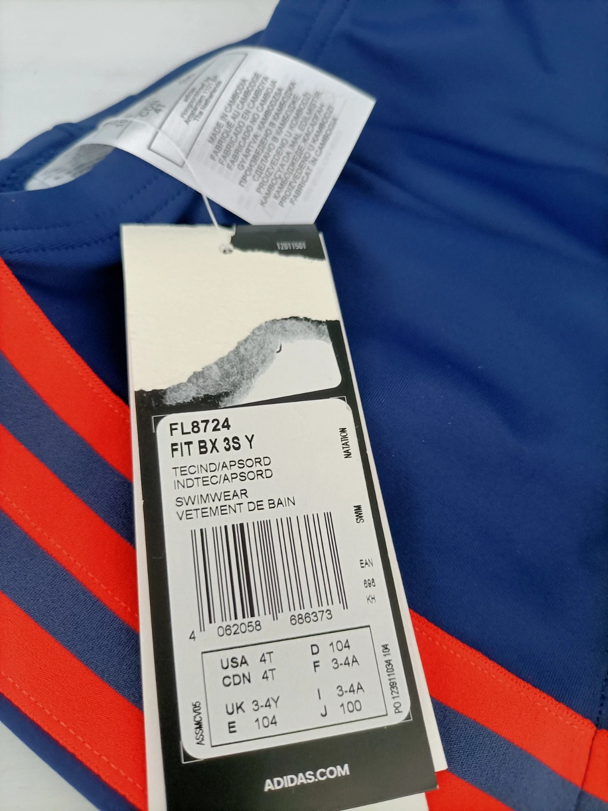 Maillot de bain piscine garçon taille 104 bleu marine raies oranges (amsl.e) – adidas – taille 24-36 mois / 92 cm 4