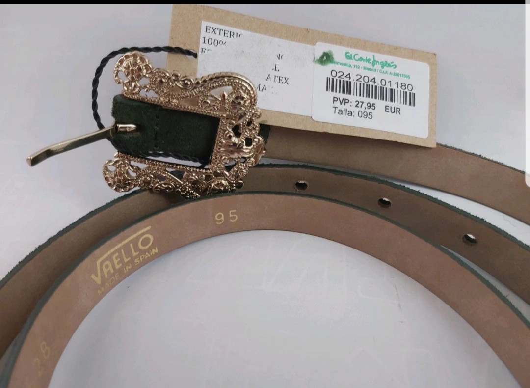 Cinturón serraje verde talla 95 de mujer, marca Vaello, made in españa, – Vaello 5
