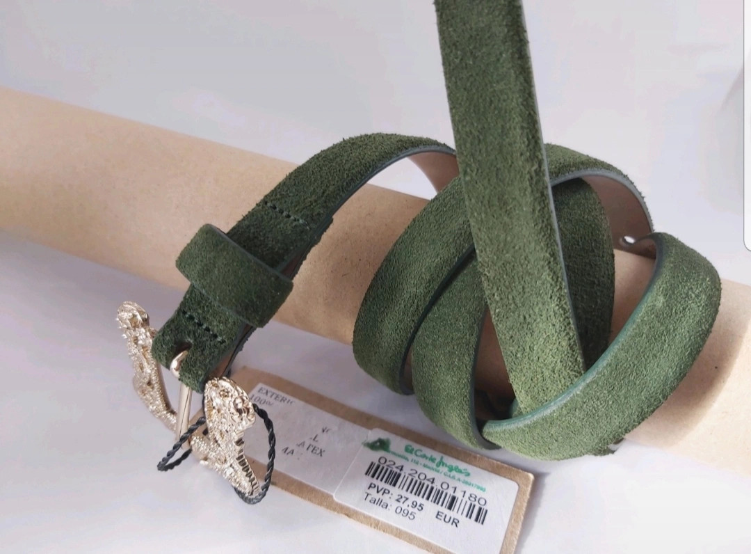 Cinturón serraje verde talla 95 de mujer, marca Vaello, made in españa, – Vaello 2