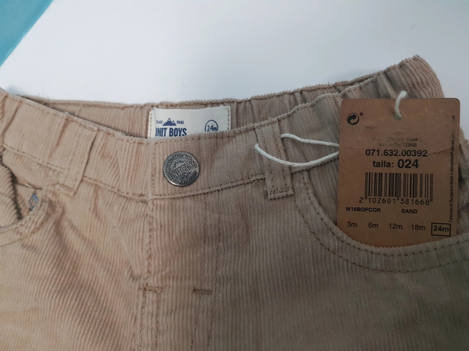 Petit pantalon velours couleur beige/marron clair taille 24 mois (amsl) – Unit Boys – taille 18-24 mois / 86 cm 3