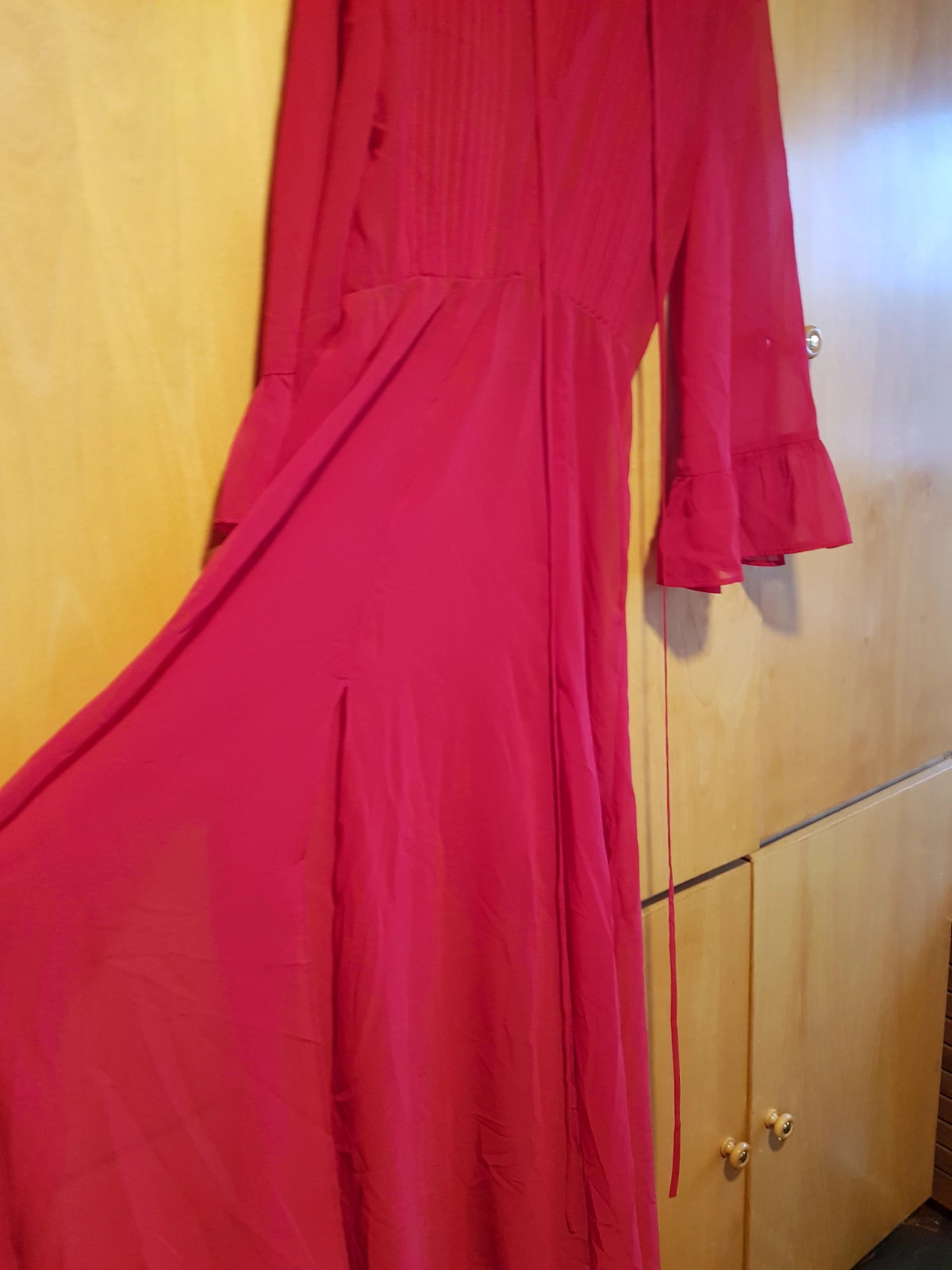 Vestido rojo largo muy ligero aberturas en la falda parte de arriba con pliegues, talla S (amsl.b) – Sfera – taille S / 36 / 8 4