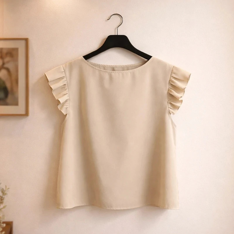 Haut jaune pâle à dentelle et volants - n0094 – Shein – taille M / 38 / 10 2