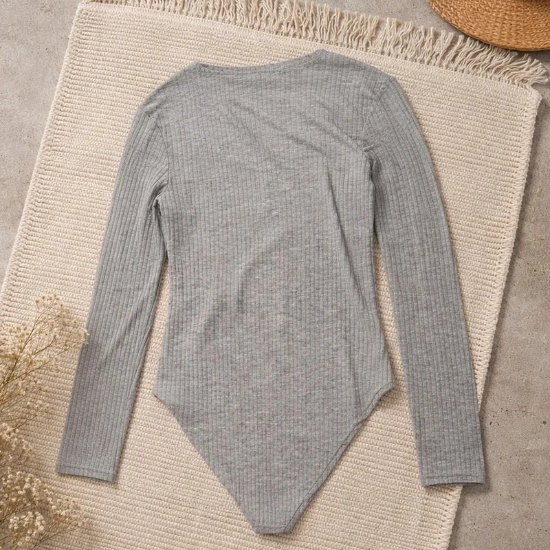 Body à lacets gris chiné tex n0090 – TEX – taille S / 36 / 8 2
