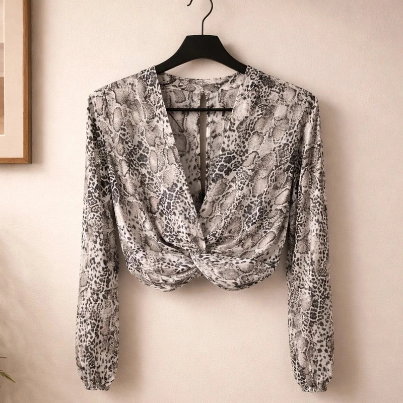 Imprimé(Serpent/Léopard Crop top n0093