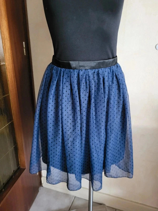 Jupe n190 bleu marine à pois – X’-AS – taille S / 36 / 8