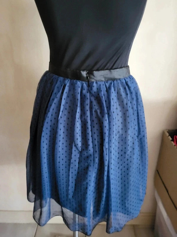 Jupe n190 bleu marine à pois – X’-AS – taille S / 36 / 8 2