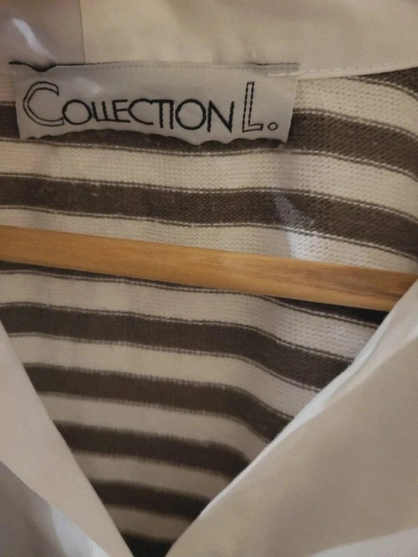Rayé gris / blanc Pullovers avec col - n151 – Collection L – taille XL / 42 / 14 2