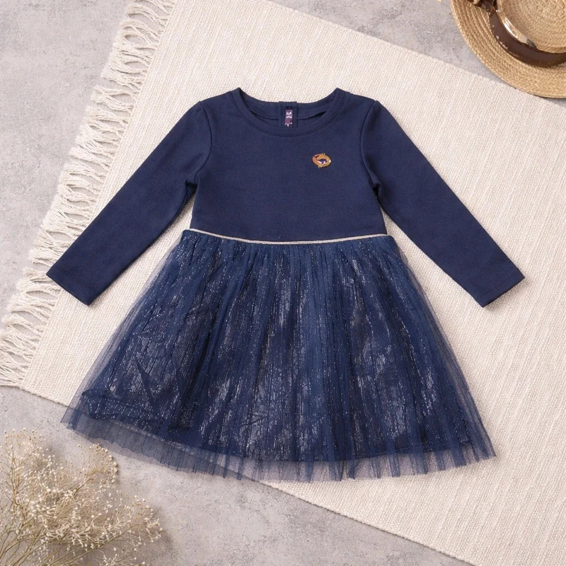 Tulle pailleté et robe bleue marine n0075 – Sergent Major – taille 24-36 mois / 92 cm