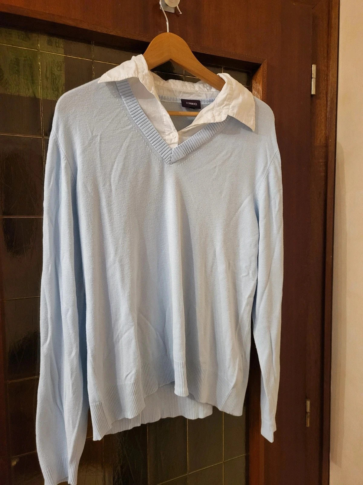 Pull Bleu Ciel & Chemise Col- 2/1- n150