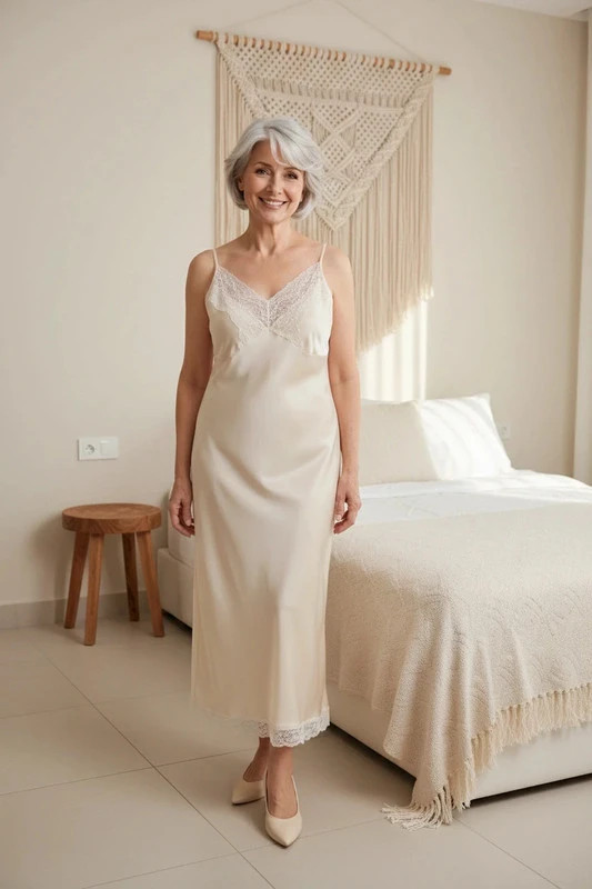 Satinée et dentelle nuisette longue vintage Taille Unique n 0065 – sansnom. – taille Taille unique 2