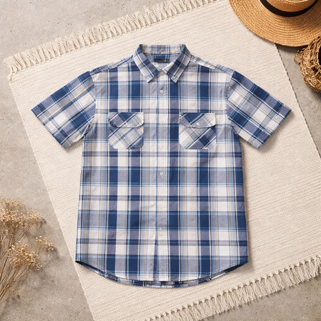 Chemise à carreaux bleue & blanche n0057 – taille M
