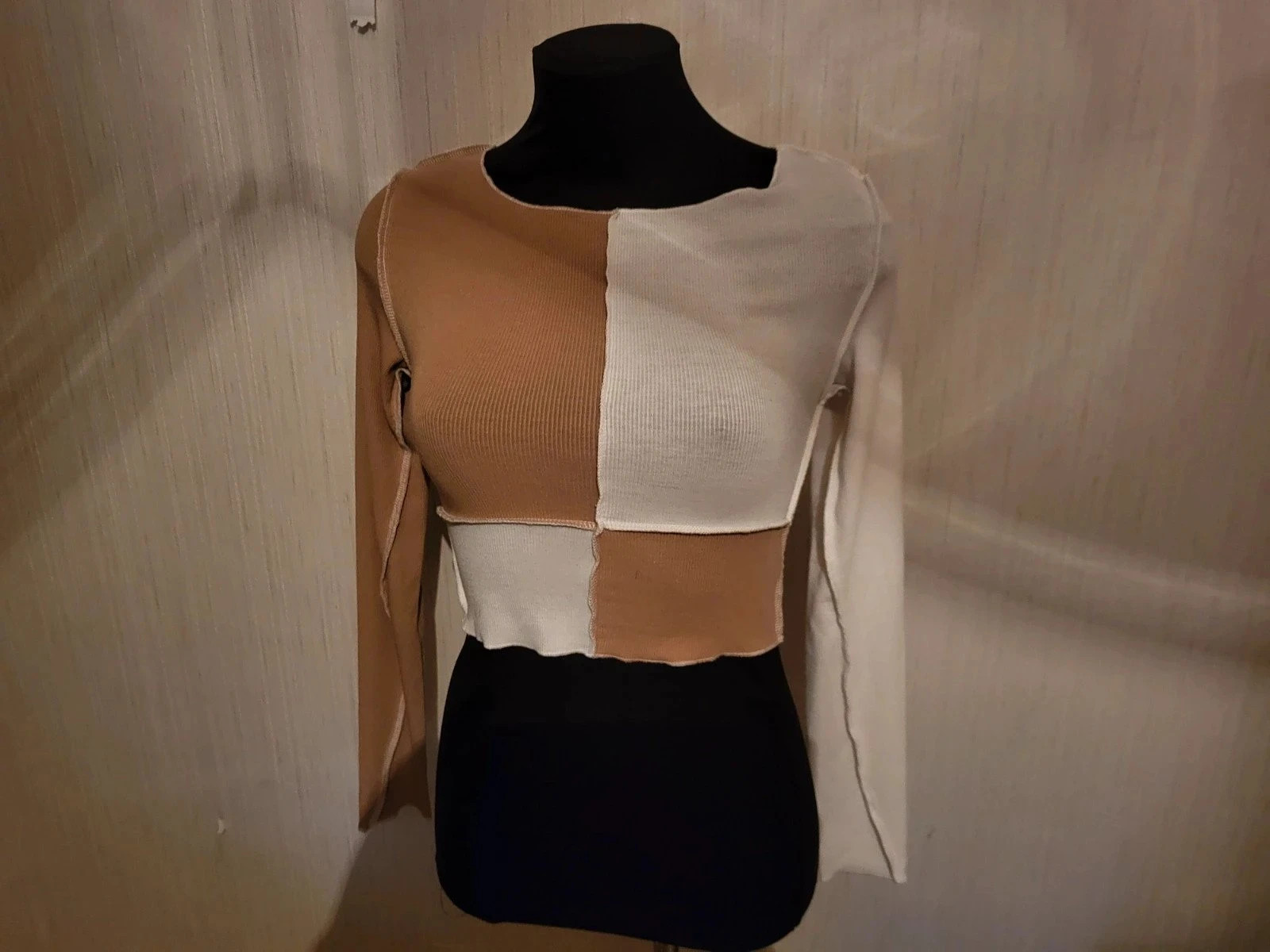 Bicolore crop top style Patchwork n245 – Shein – taille S / 36 / 8