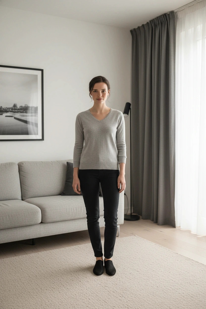 Pull gris col V n0061 – Yessica Basics (C&A) – taille M / 38 / 10 2