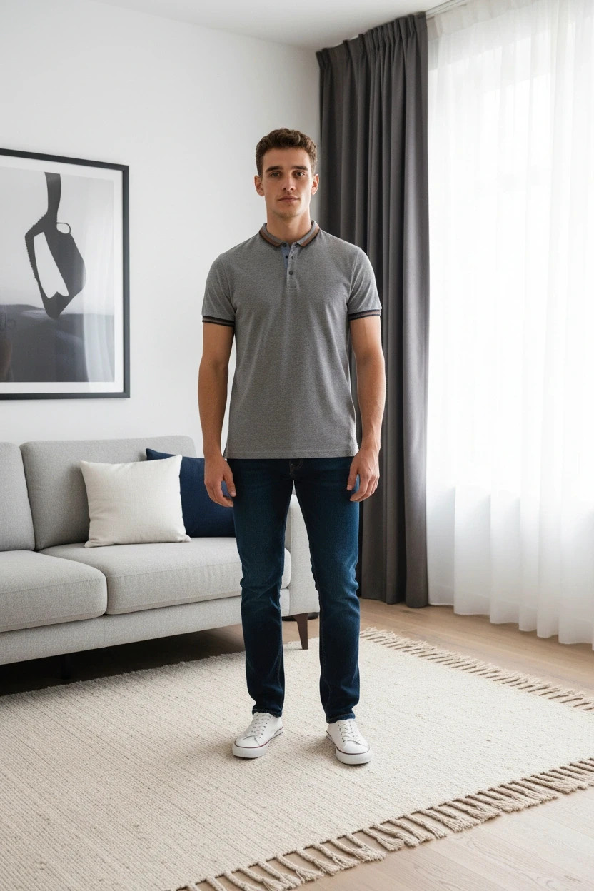 Polo Homme Gris n0024 – Zara Man – taille S 2