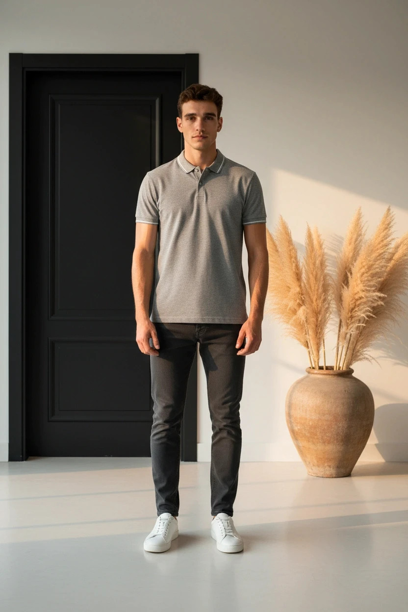 Polo Gris Anthracite Maille Piquée n0018 – Zara Man – taille M 3