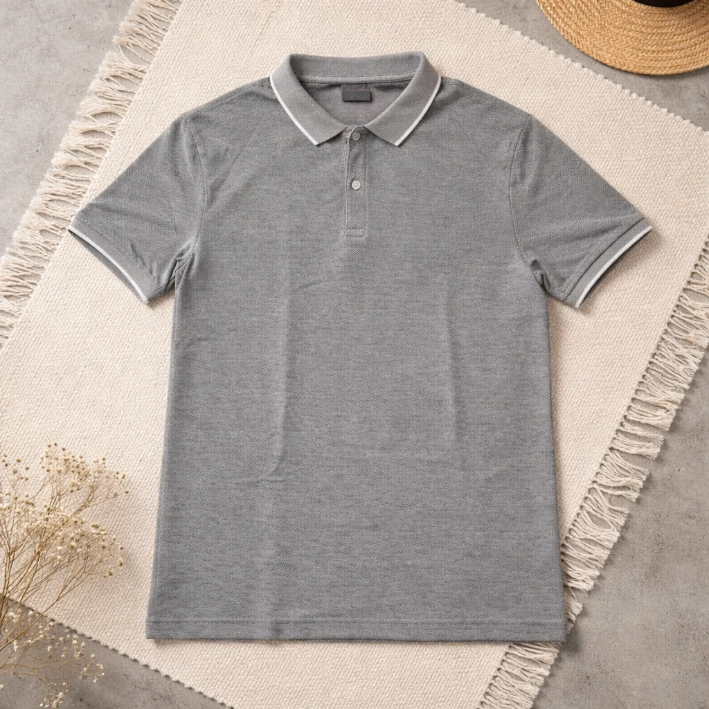 Polo Gris Anthracite Maille Piquée n0018