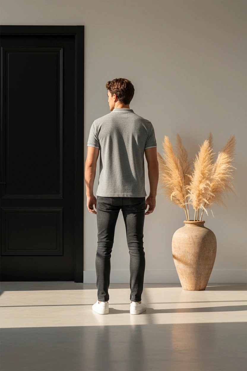 Polo Gris Anthracite Maille Piquée n0018 – Zara Man – taille M 2