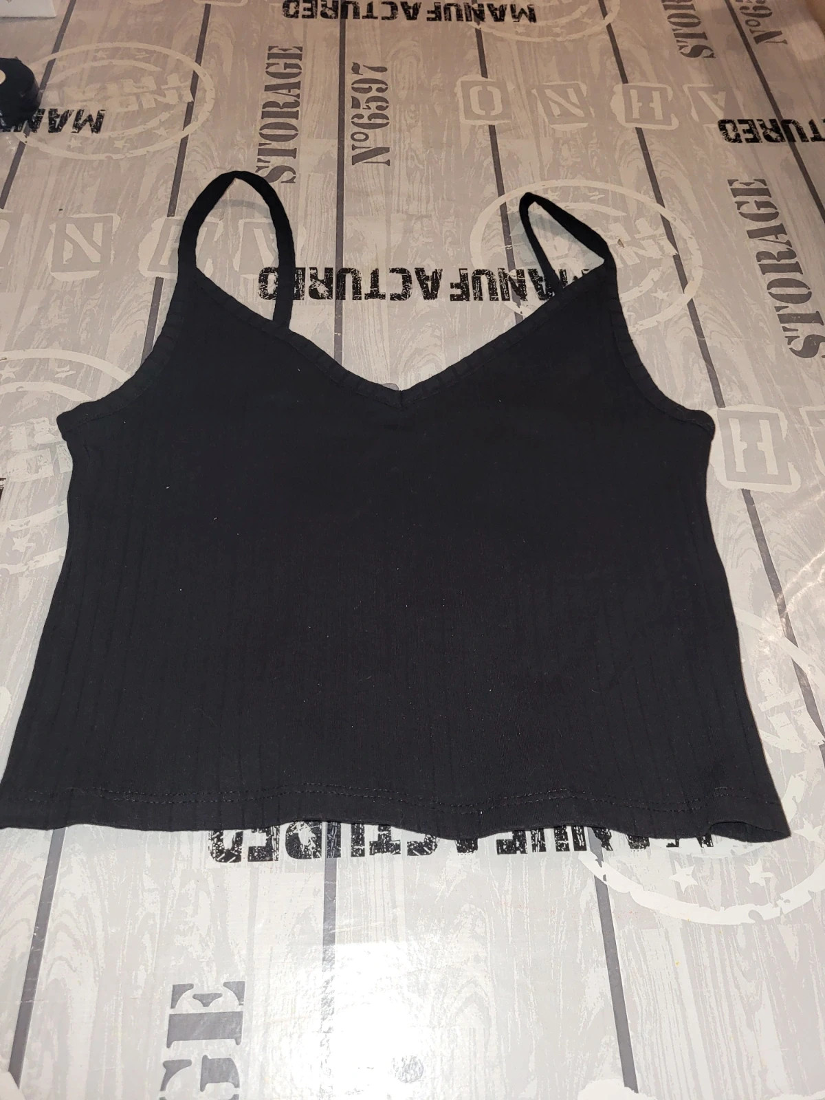 Débardeur noir côtelé à fines bretelles basique n 0005 – Divided – taille S / 36 / 8 3