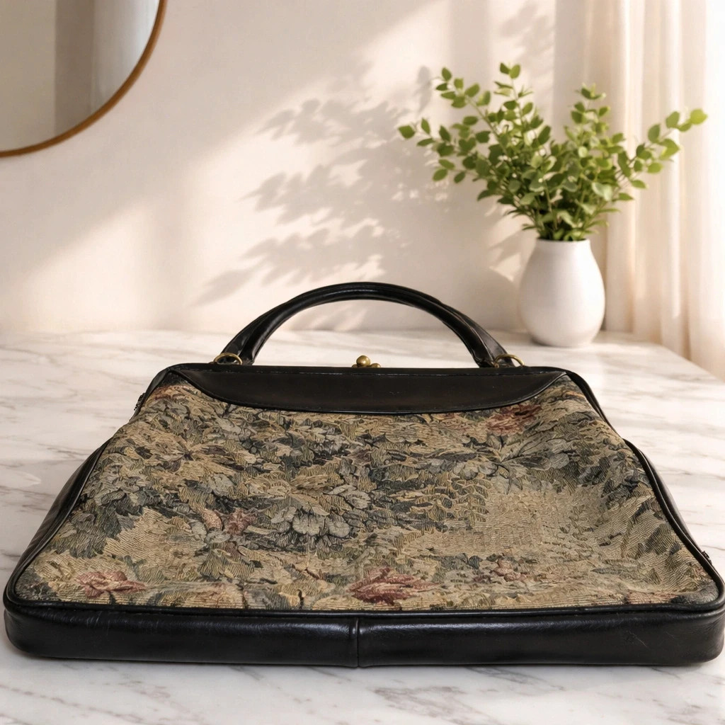 Sac à Main Vintage Style Tapisserie & Cuir – n57