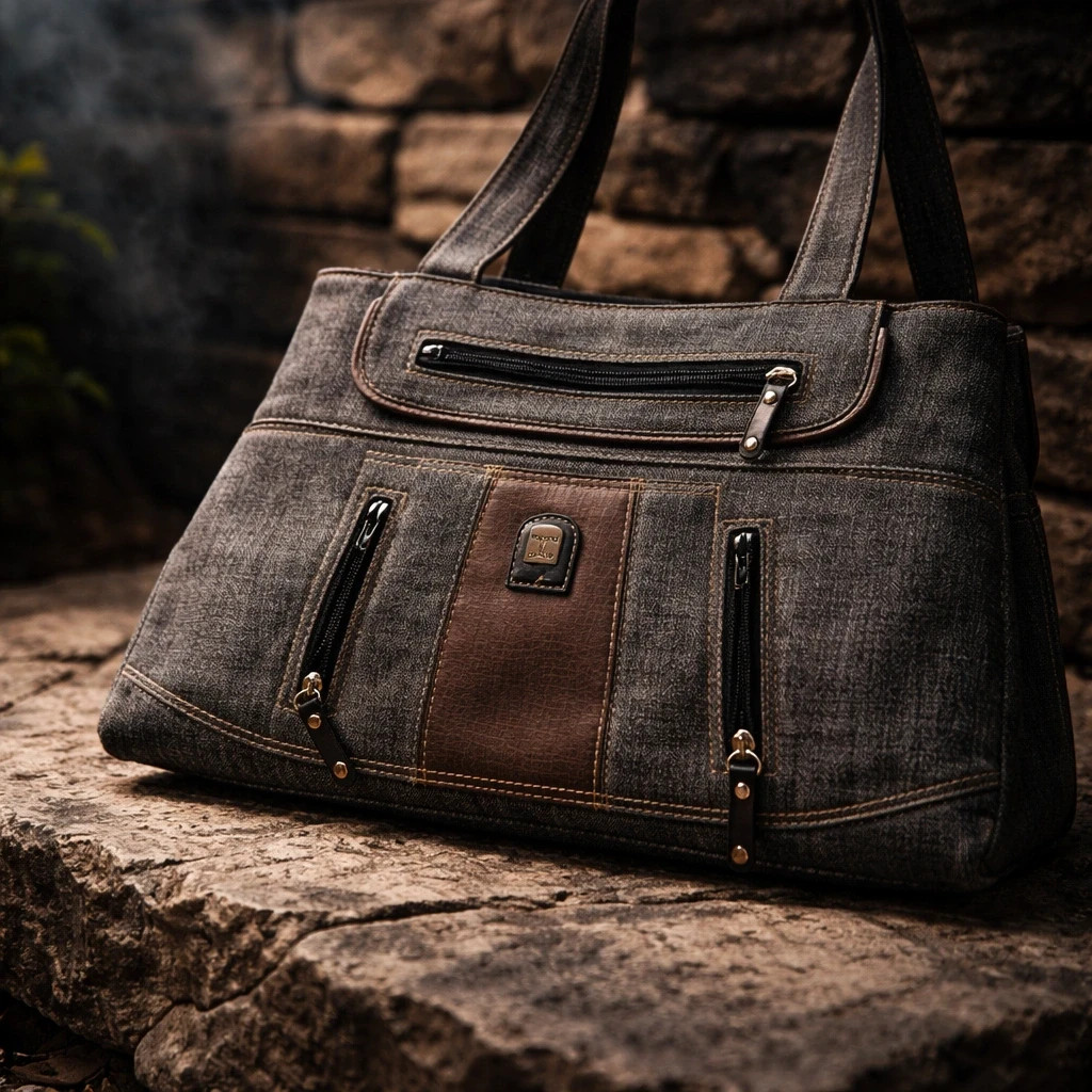 Sac à main Charm & Shape gris anthracite et marron n56 – Charm & Shape 2