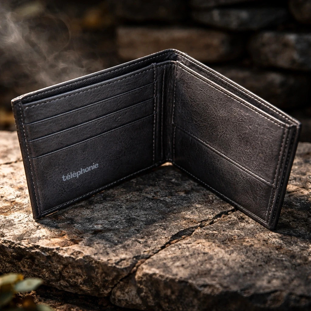 Portefeuille homme noir - bi-matière effet tressé n44 – pas de marque 2