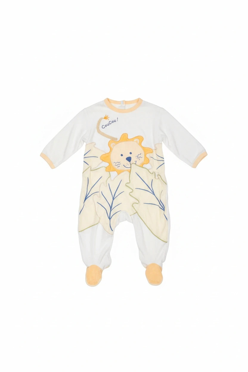 Pyjama une-pièce en velours pour bébé n37 – doudoussimo – taille 9-12 mois / 74 cm 2