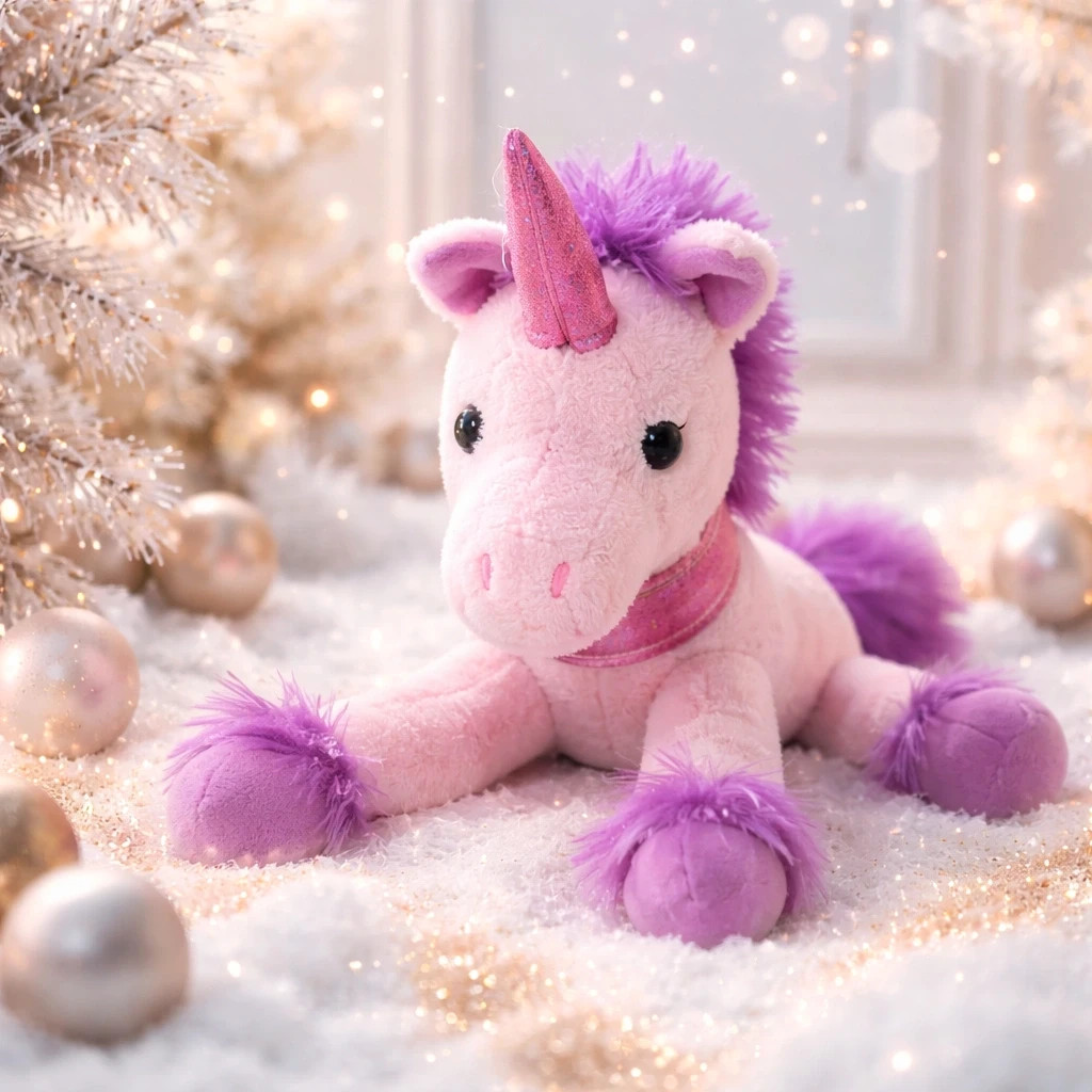 Grande Peluche Licorne Rose & Violette – landahl – taille 3 ans / 98 cm