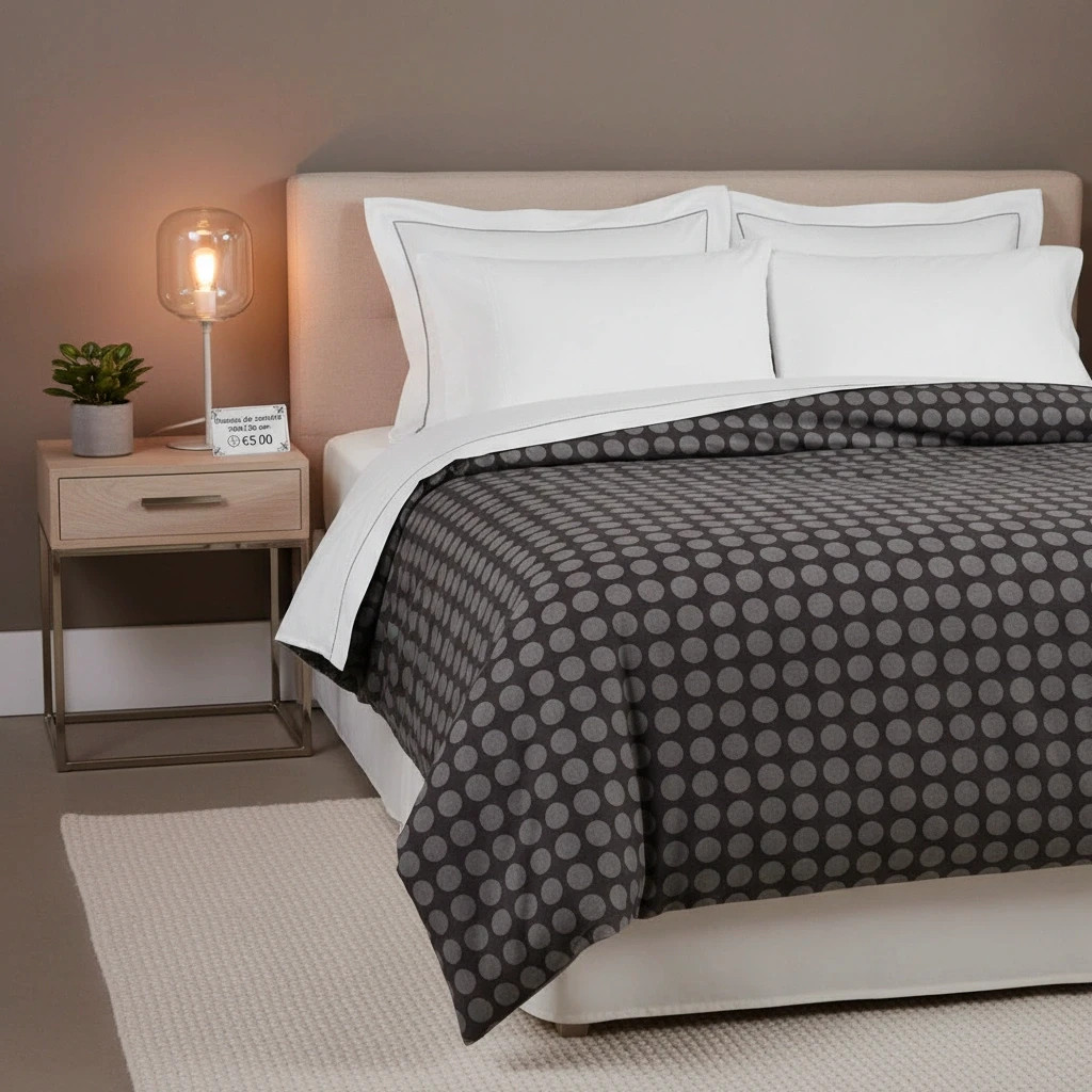 Housse de couette à pois gris - 188 x 130 cm n8 – sansnom. 3