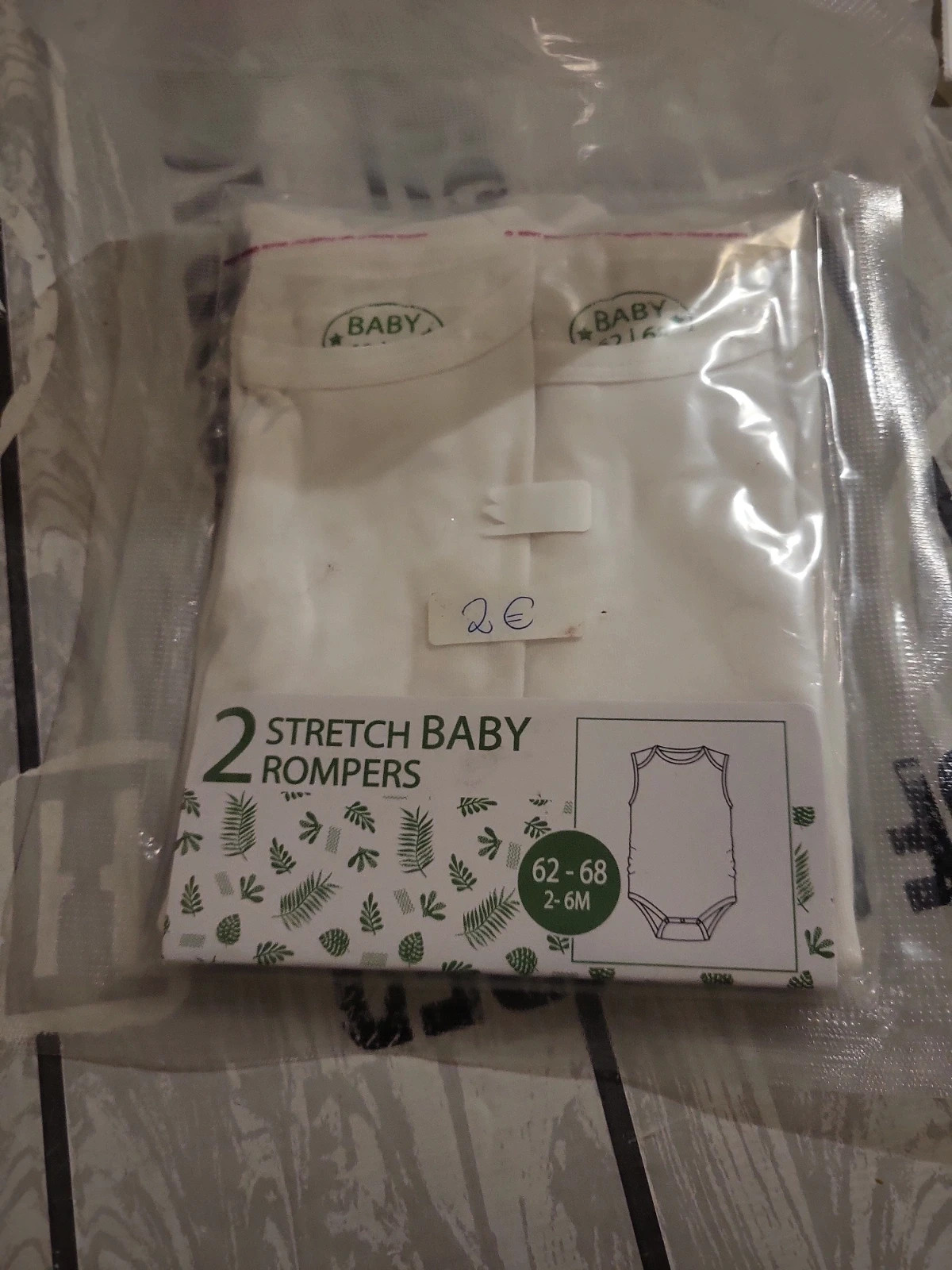 Lot de 2 bodies sans manches n7 – stretch baby – taille 3-6 mois / 62 cm 2