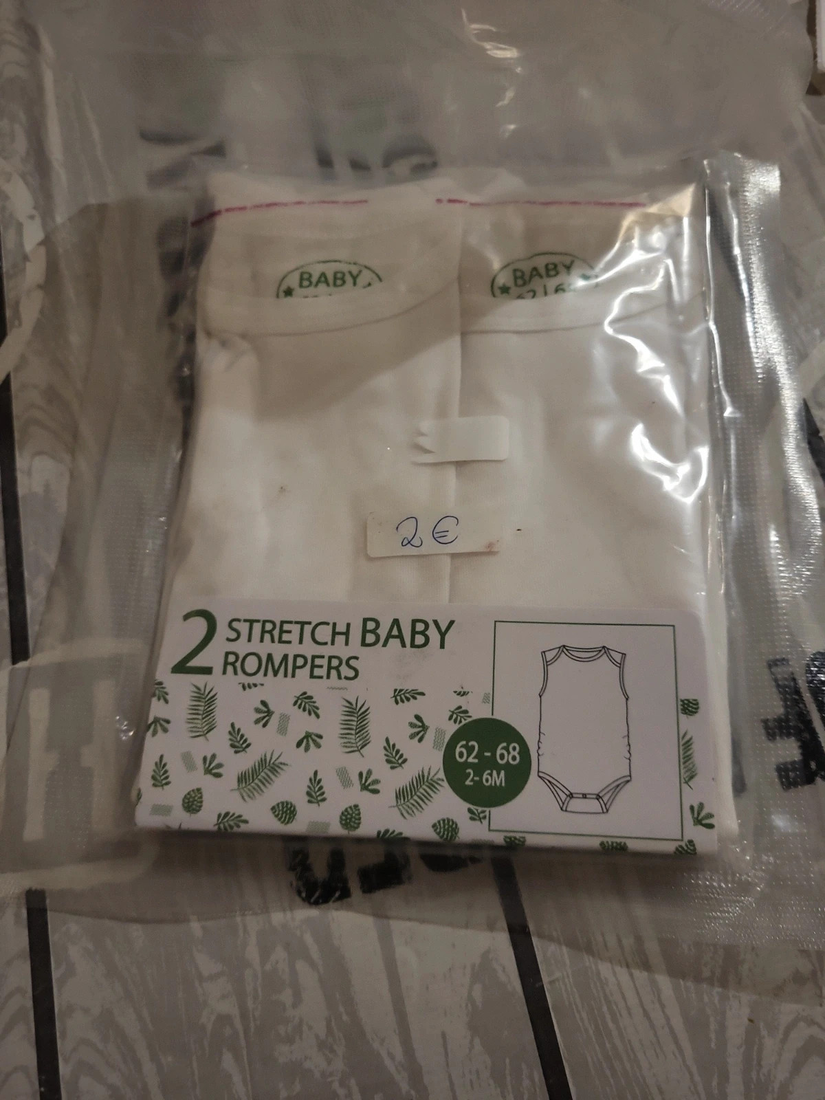 Lot de 2 bodies sans manches n7 – stretch baby – taille 3-6 mois / 62 cm