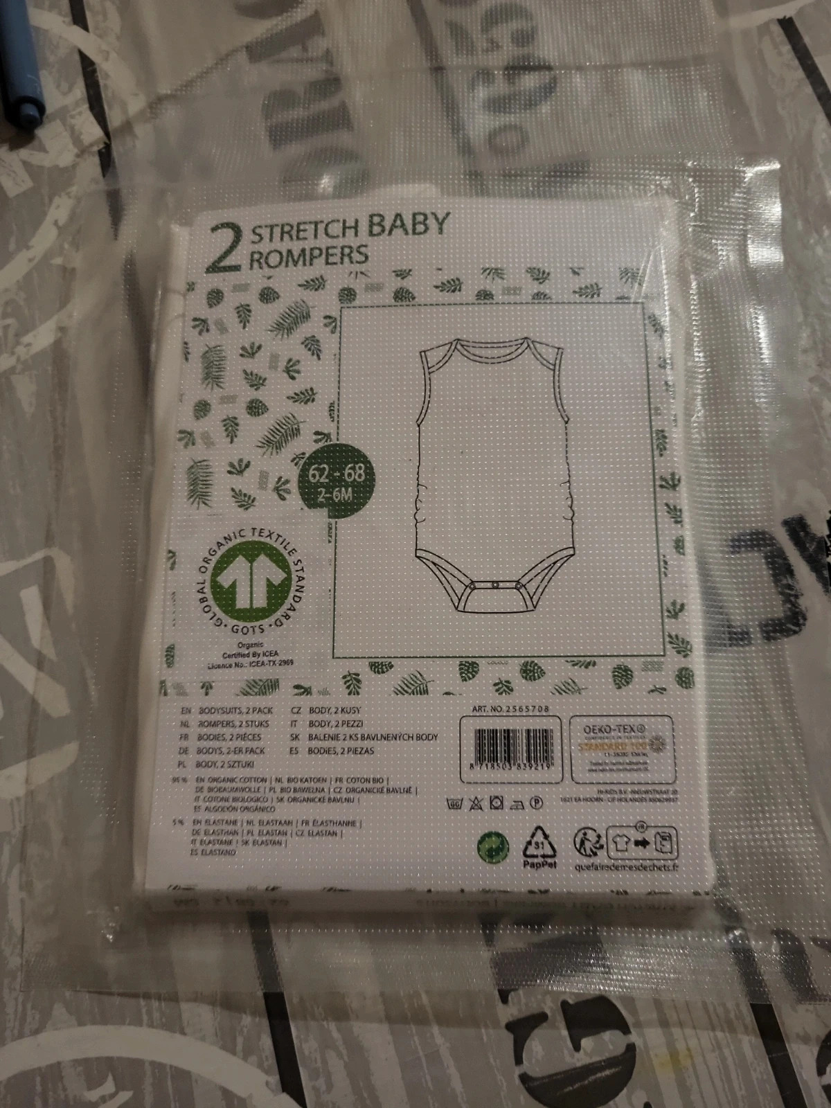 Lot de 2 bodies sans manches n7 – stretch baby – taille 3-6 mois / 62 cm 3