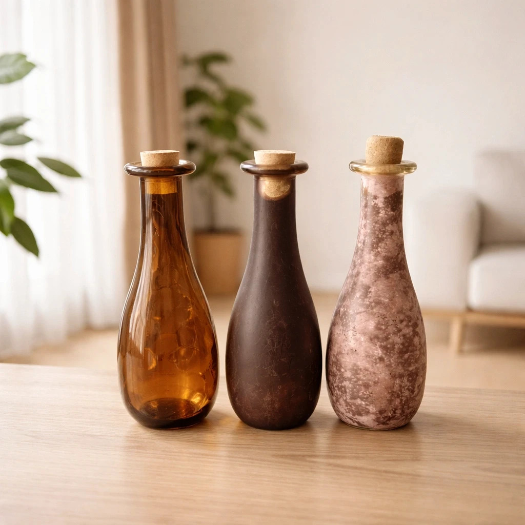 Trio de Vases Artisanaux en Verre – Style Bohème Chic n103 – sansnom. 2