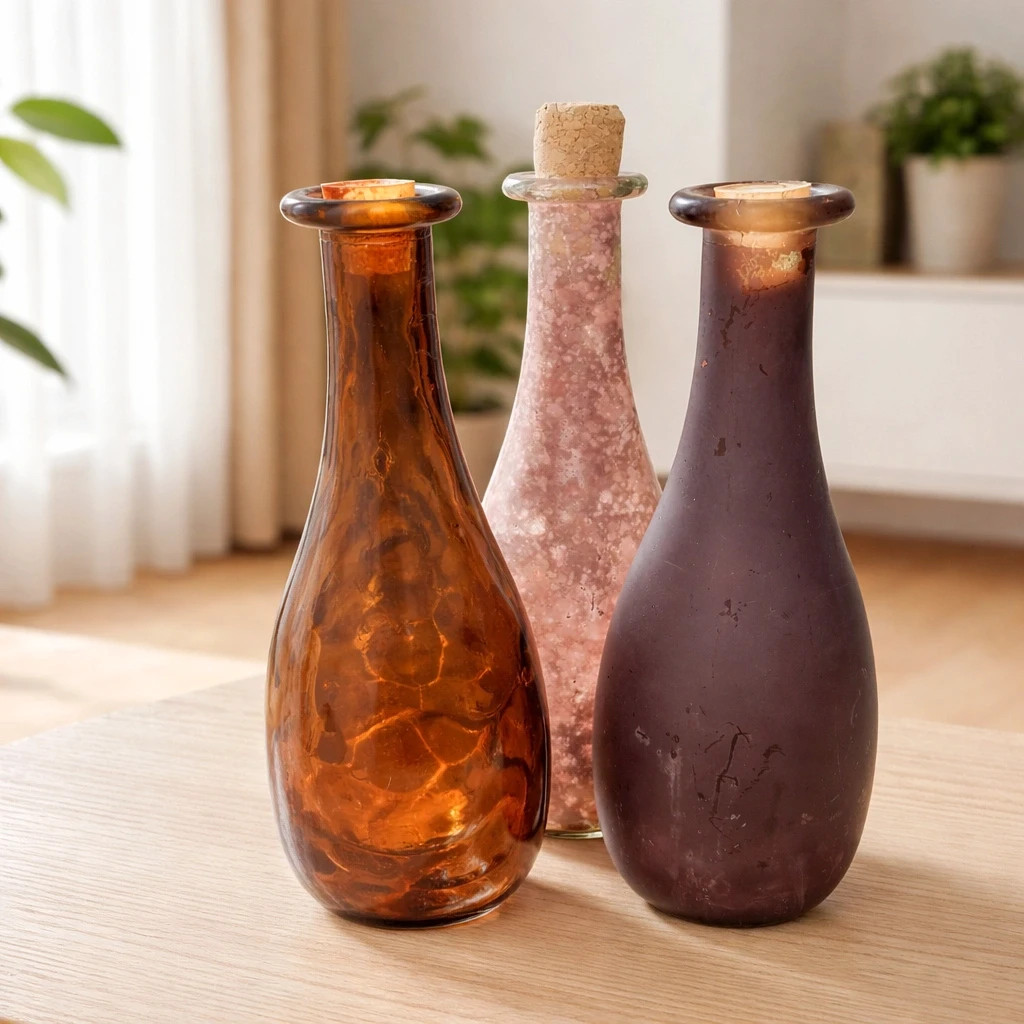 Trio de Vases Artisanaux en Verre – Style Bohème Chic n103