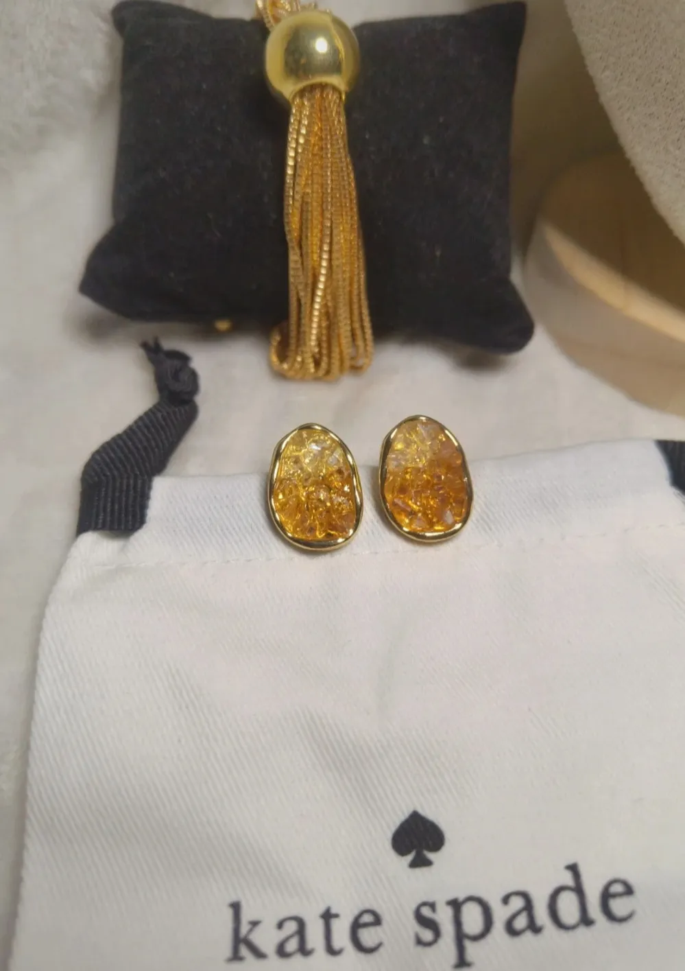 Kate Spade boucles d'oreilles dorées ambre 4