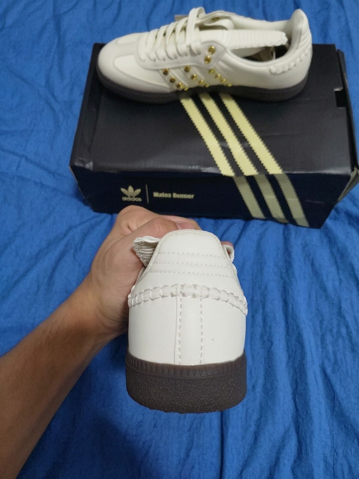 Adidas Gazelle cream gold studs sneakers 6