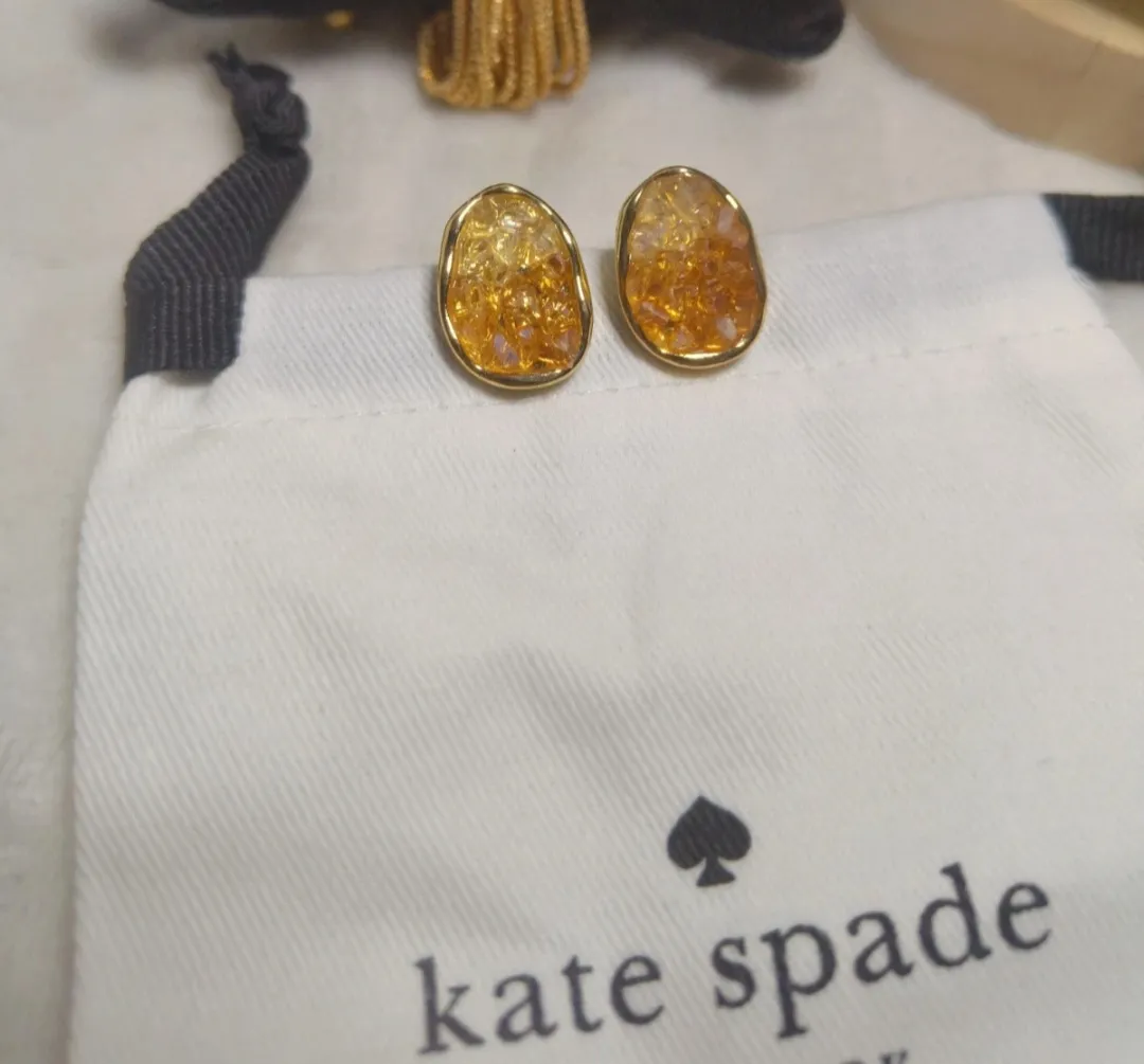 Kate Spade boucles d'oreilles dorées ambre 5