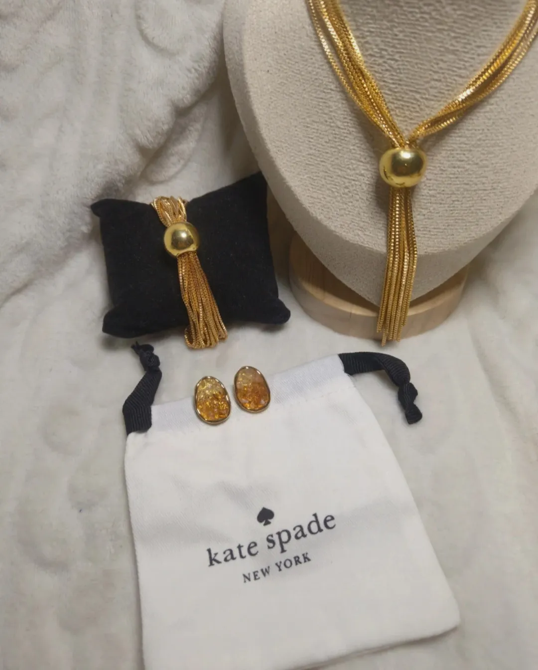 Kate Spade boucles d'oreilles dorées ambre 3