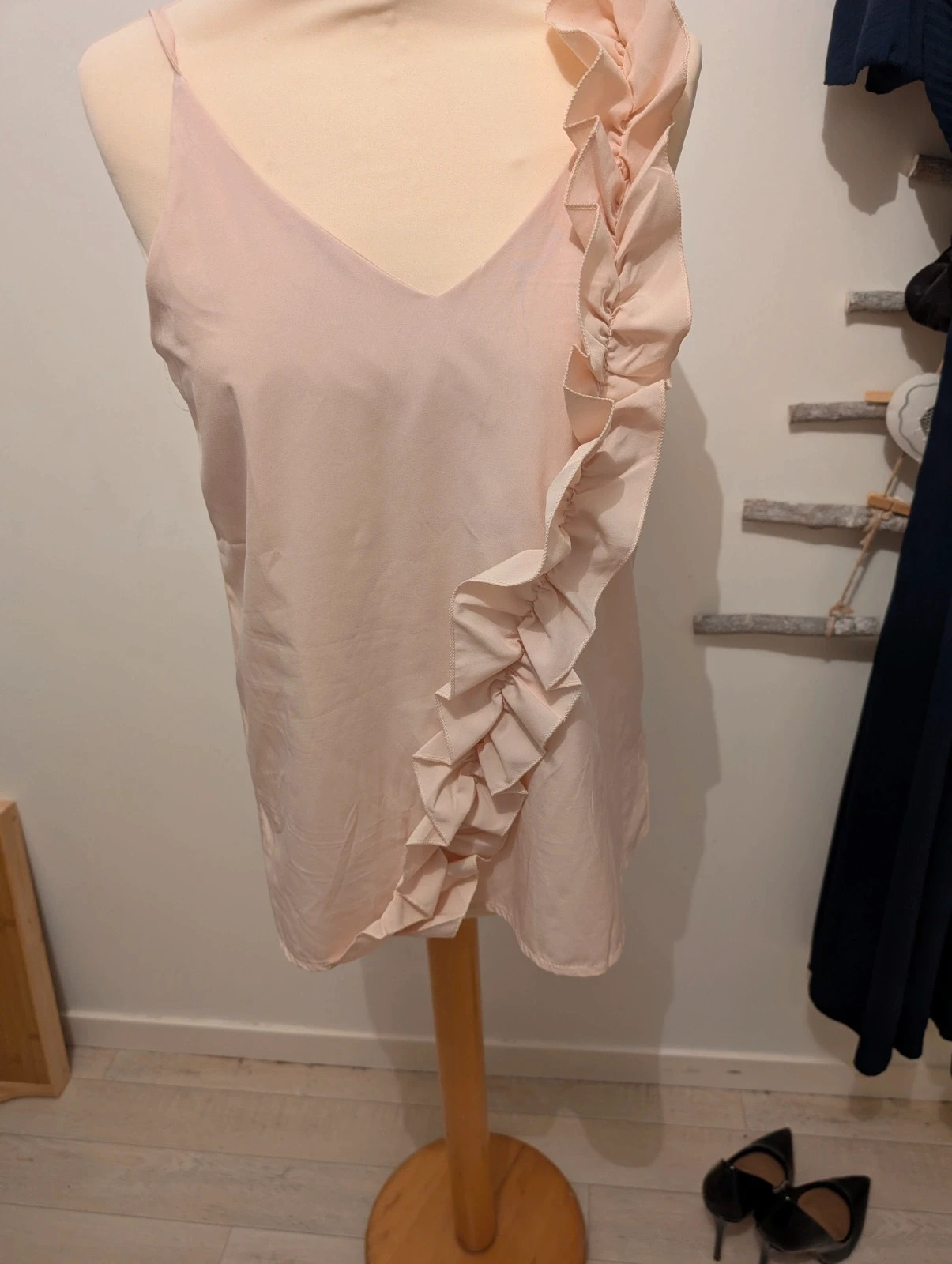 Haut été effet satiné beige rosé taille L