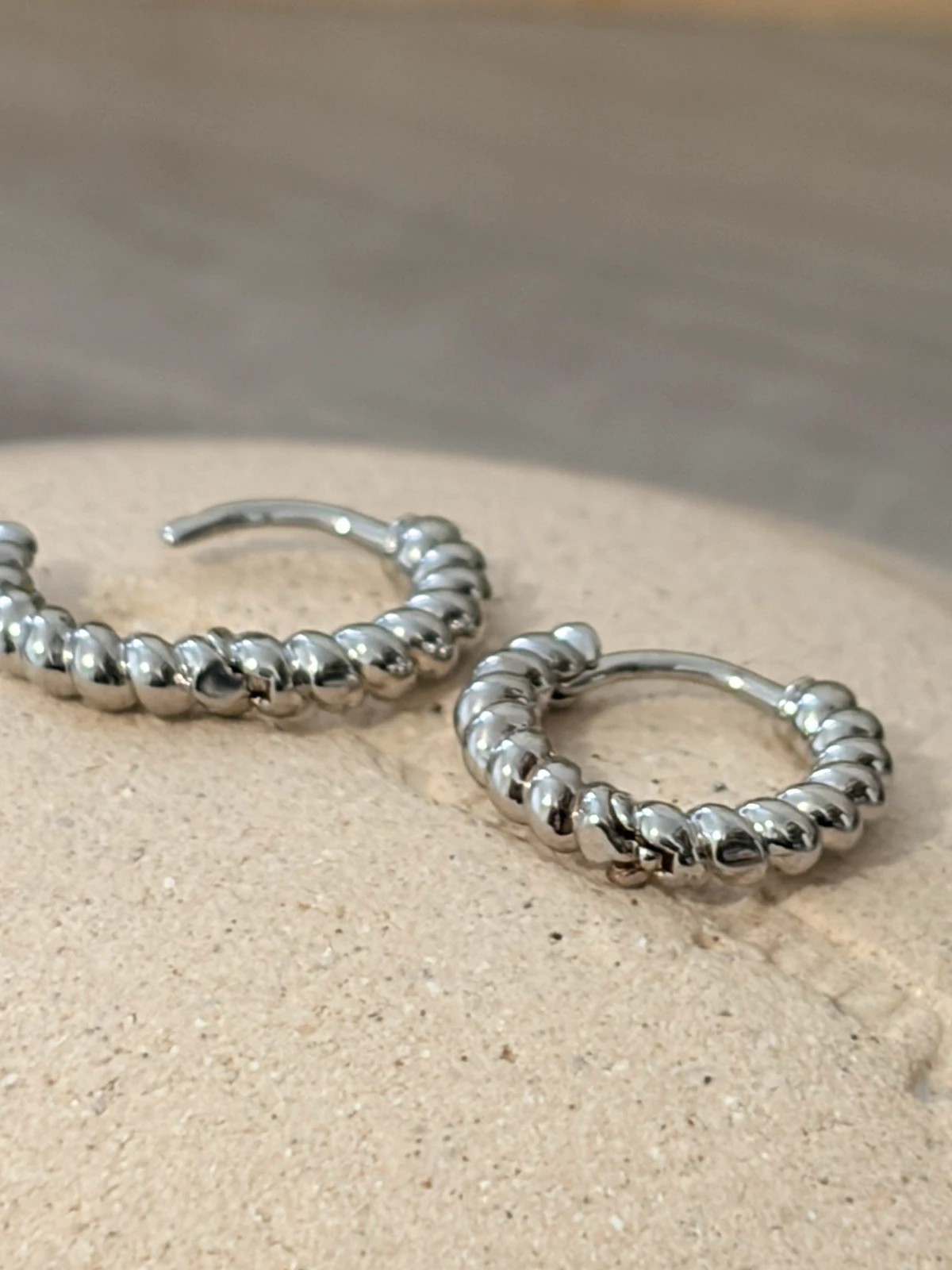 Créoles torsadée à clip argent - Acier inoxydable 304 – Autre – taille Taille unique 2