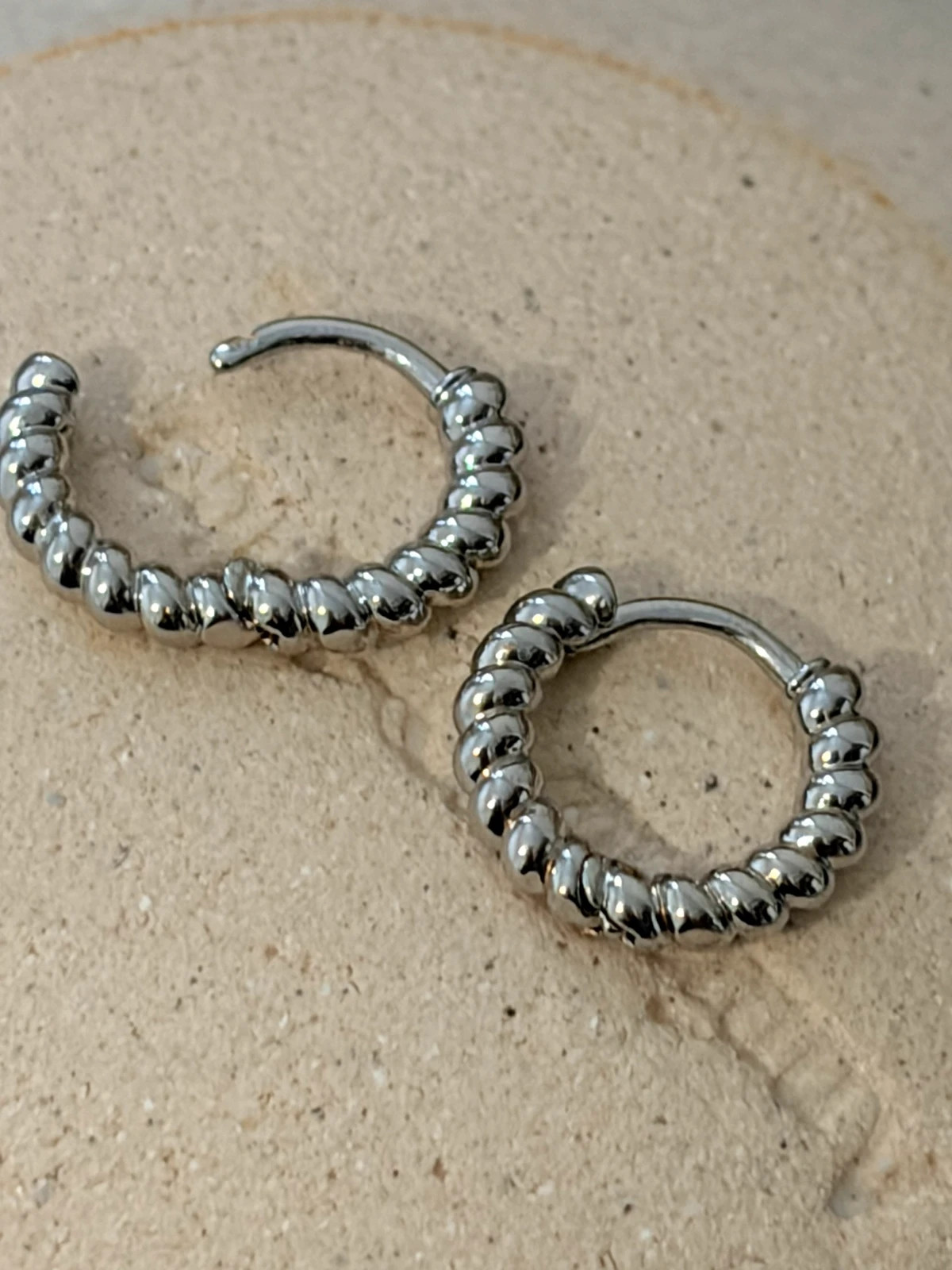 Créoles torsadée à clip argent - Acier inoxydable 304 – Autre – taille Taille unique