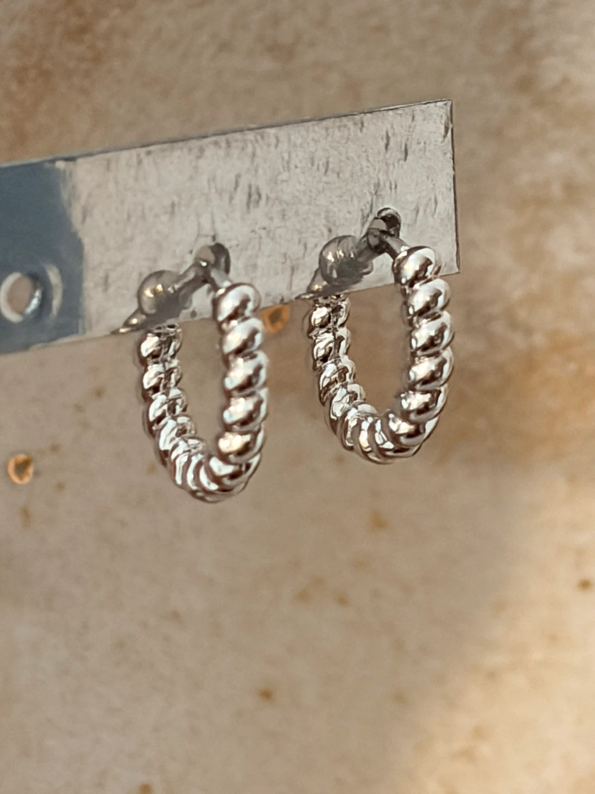 Créoles torsadée à clip argent - Acier inoxydable 304 – Autre – taille Taille unique 3